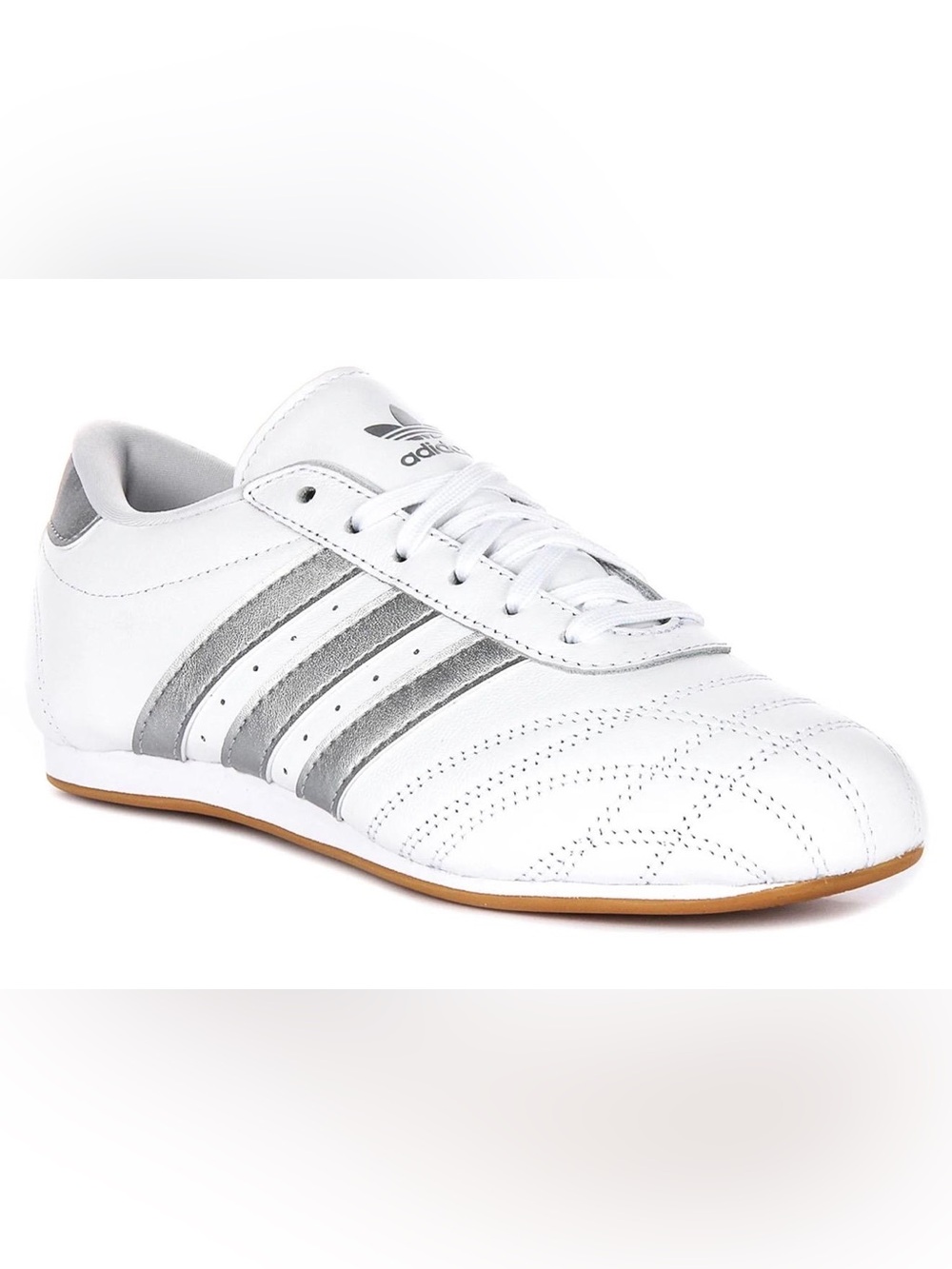 adidas White Sneakers with Metallic Silver Stripes - Picture 3 of 9